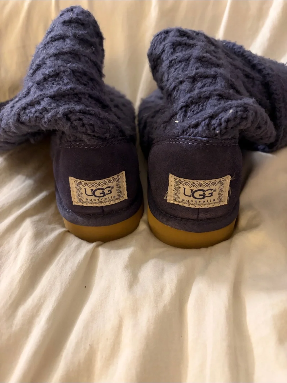 UGG Navy Knit Button-Accent Tall Boots